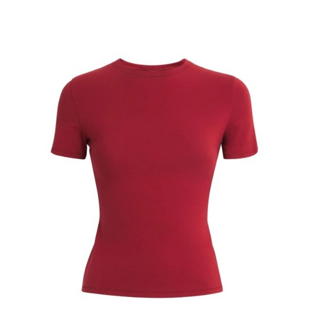 Skims Cotton Jersey T-Shirt Brick Red Crew Neck Short Sleeve AP-TSH-0638 Small